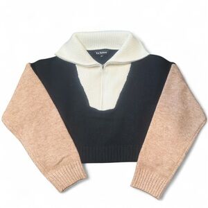 En Saison Colorblock Sweater with Zip Collar